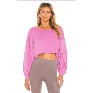 Free People FP MOVEMENT L Pink The Way You Move Sweatshirt Rhododendron Slouchy